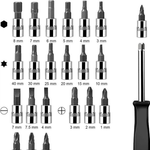 Набір інструментів 46 предметів 46 PIECE TOOL SET, головки, біти, тріскачка, подовжувачі у кейсі TOOLS-46 фото