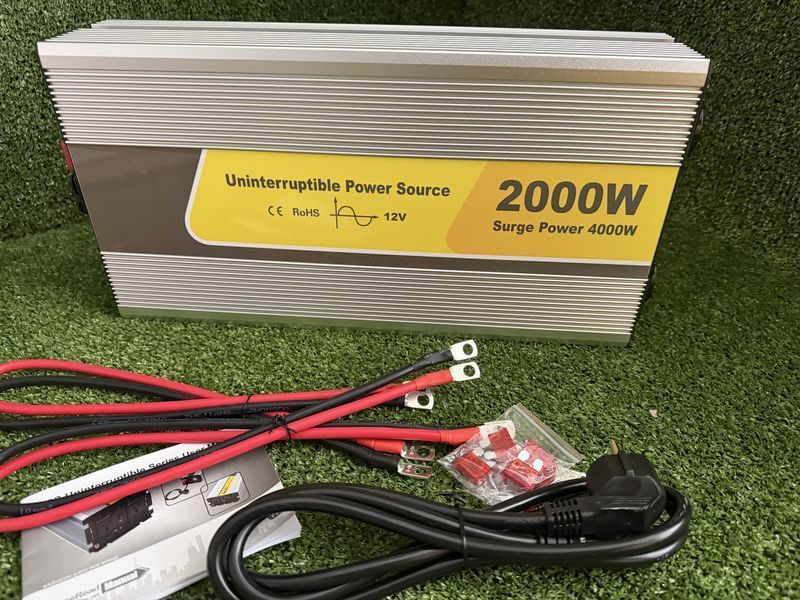 Перетворювач напруги 12 В-220 В 2000 W Pure Чиста сінусоїда с зарядкою 2852437519 фото