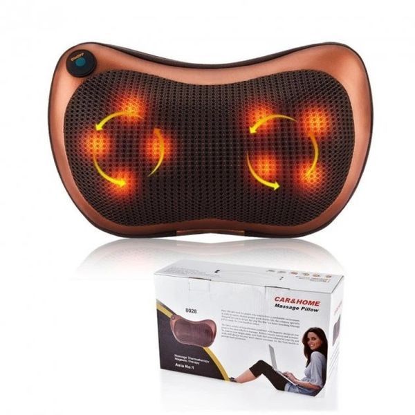 Масажна подушка Massage Pillow 8028 роликовий масажер для шиї спини та тіла 8028  фото